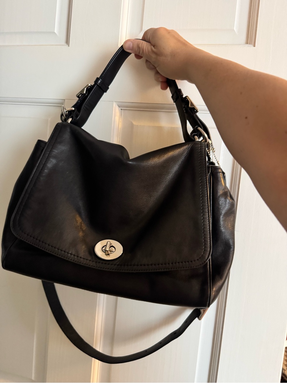 Coach Legacy Leather Romy black silver hardware used vintage bag